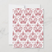 赤い白シャンデリアハートダマスク 招待状 (裏面)