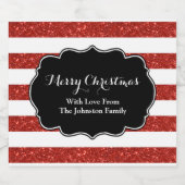 赤い白ストライプ色のクリスマスカスタムビアラベル ビールラベル (シングルラベル)