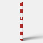 赤い白ストライプ色のパターン、ネイビーブルーモノグラム Case-Mate iPhoneケース (裏面 / 右)