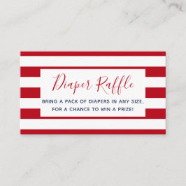 赤い白ストライプ色の赤ちゃんシャワーおむつラッフルチケット エンクロージャーカード