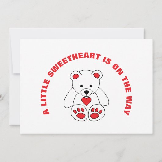 赤い白テディベア赤ちゃんシャワー小さい恋人 サンキューカード (裏面)