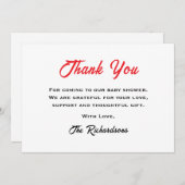 赤い白テディベア赤ちゃんシャワー小さい恋人 サンキューカード (正面/裏面)