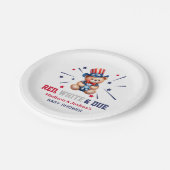 赤い白デューベア7月の赤ちゃんシャワー4日 ペーパープレート (アングル)