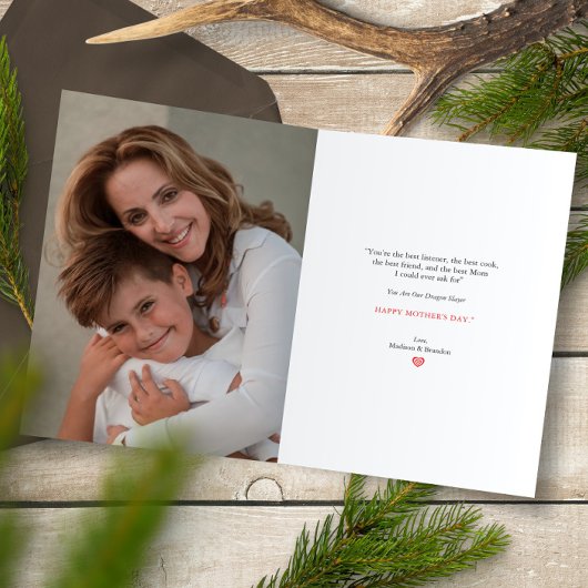 赤い白フローラハッピー母の日グリーティングカード