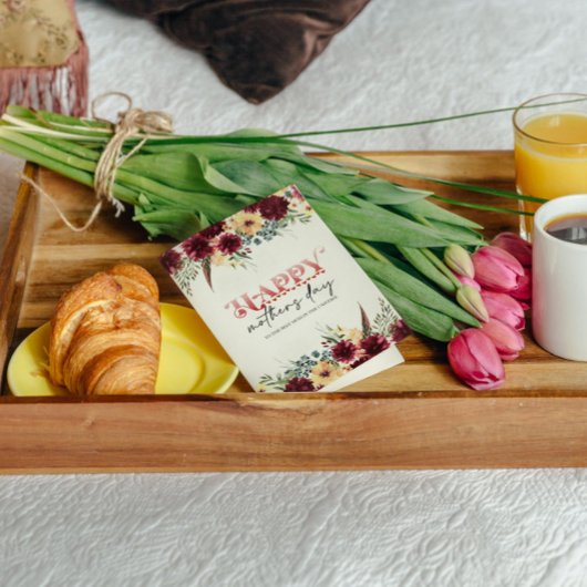 赤い白フローラハッピー母の日グリーティングカード