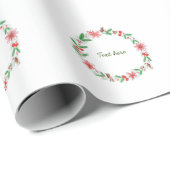 赤い白フローラ水色リース追加レター文字 ラッピングペーパー (ロールコーナー)