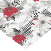 赤い白ポインセチア格子模様 ショートテーブルランナー (コーナー)