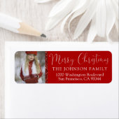 赤い白メリークリスマス追加PHOTO差出人住所 ラベル (インサイチュ)