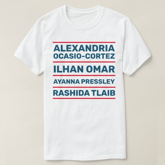 赤い白人および青の大胆不敵な4人の議会の女性 Tシャツ (デザイン正面)