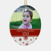 赤い白人の雪の写真のベビーの第1クリスマスのオーナメント セラミックオーナメント (右)