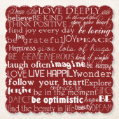 赤い白感動的語クリスマス ペーパーコースター (正面)