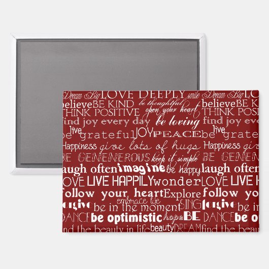 赤い白感動的語クリスマス マグネット (正面/裏面)