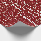 赤い白感動的語クリスマス ラッピングペーパー (角)