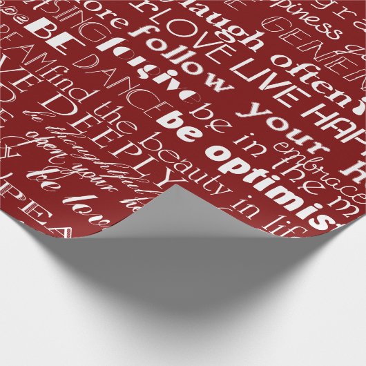 赤い白感動的語クリスマス ラッピングペーパー (角)