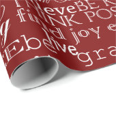 赤い白感動的語クリスマス ラッピングペーパー (ロールコーナー)