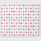 赤い白手引きバレンタインデーのハート ラッピングペーパー (フラット)