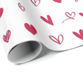 赤い白手引きバレンタインデーのハート ラッピングペーパー (ロールコーナー)