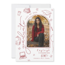 赤い白手描き写真卒業発表