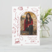 赤い白手描き写真卒業発表 案内状 (スタンド正面)