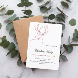 赤い白抽象芸術トナカイモダンクリスマスパーティー 招待状