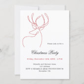 赤い白抽象芸術トナカイモダンクリスマスパーティー 招待状 (正面)