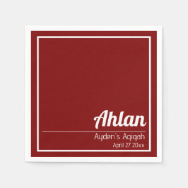 赤い白無地の色プレーン、Aqiqah赤ちゃんシャワー スタンダードカクテルナプキン