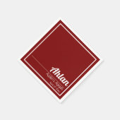 赤い白無地の色プレーン、Aqiqah赤ちゃんシャワー スタンダードカクテルナプキン (角)