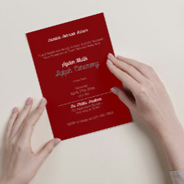 赤い白無地の色プレーン、Aqiqah赤ちゃんシャワー 招待状