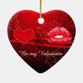 赤い白熱［赤熱］光を放つキスの唇バレンタイン セラミックオーナメント (裏面)