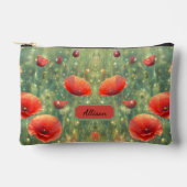 赤い白熱［赤熱］光を放つケシ畑，パーソナライズ可能 アクセサリーポーチ (正面)