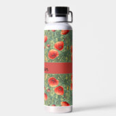 赤い白熱［赤熱］光を放つケシ畑，パーソナライズ可能 ウォーターボトル (背面)