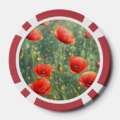 赤い白熱［赤熱］光を放つケシ畑，パーソナライズ可能 ポーカーチップ (裏面)