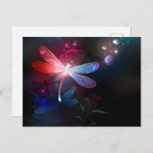 赤い白熱［赤熱］光を放つトンボ インビテーションポストカード (正面/裏面)