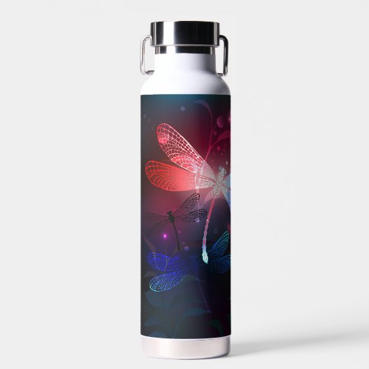 赤い白熱［赤熱］光を放つトンボ ウォーターボトル (正面)