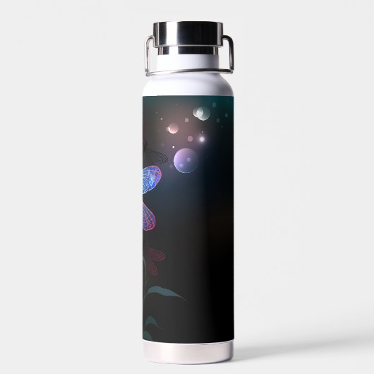 赤い白熱［赤熱］光を放つトンボ ウォーターボトル (背面)