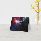 赤い白熱［赤熱］光を放つトンボ カード (黄色い花)