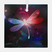 赤い白熱［赤熱］光を放つトンボ ガラスオーナメント (裏面)