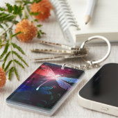 赤い白熱［赤熱］光を放つトンボ キーホルダー (正面右)