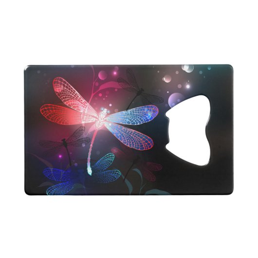 赤い白熱［赤熱］光を放つトンボ クレジットカード栓抜き (正面(横))