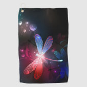 赤い白熱［赤熱］光を放つトンボ ゴルフタオル (正面)