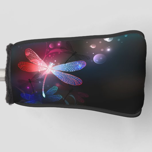 赤い白熱［赤熱］光を放つトンボ ゴルフヘッドカバー (正面)