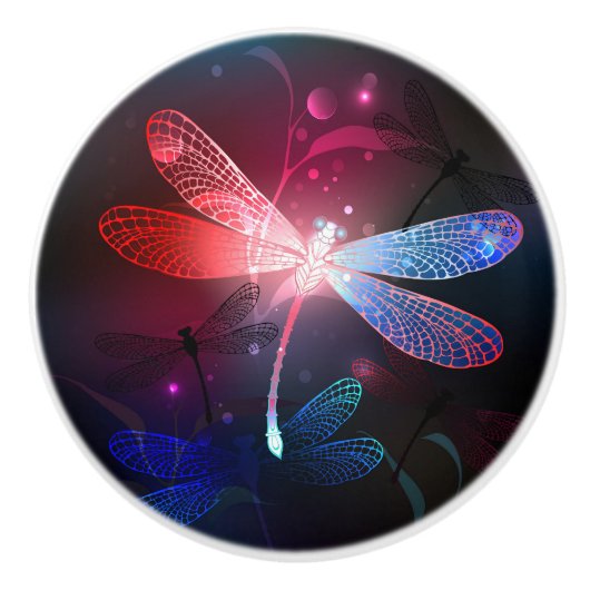 赤い白熱［赤熱］光を放つトンボ セラミックノブ (正面)