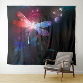 赤い白熱［赤熱］光を放つトンボ タペストリー (インサイチュ(横))