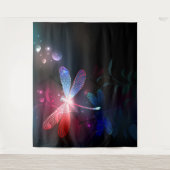 赤い白熱［赤熱］光を放つトンボ タペストリー (正面)