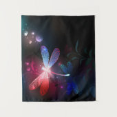 赤い白熱［赤熱］光を放つトンボ タペストリー (正面)