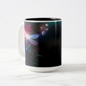 赤い白熱［赤熱］光を放つトンボ ツートーンマグカップ (正面左)