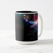 赤い白熱［赤熱］光を放つトンボ ツートーンマグカップ (正面右)