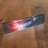 赤い白熱［赤熱］光を放つトンボ デスクネームプレート (側面)