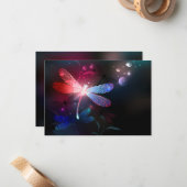 赤い白熱［赤熱］光を放つトンボ ノートカード (正面/裏面インサイチュ)