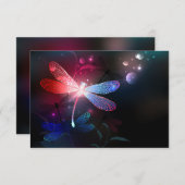 赤い白熱［赤熱］光を放つトンボ ノートカード (正面/裏面)